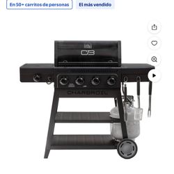 Grill Charbroil Parrilla de Gas, Performance Series FlavorMax Parrilla de 4 Quemadores con Quemador Lateral, Negro