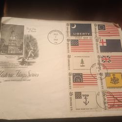 Vintage First Day Of Issue 1968 Historic Flags Features All 10 6-cent Stamps For Sale.