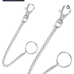 Chain Belt Set, Wallet Chain, Pants Chain, Pocket Chain with Keyring for Pants Belt Jeans Wallets and Keys (16” & 20”)