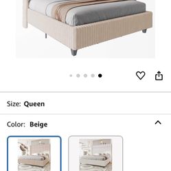 60" Tall Queen Bed Frame with LED Lights, STILL IN BOX