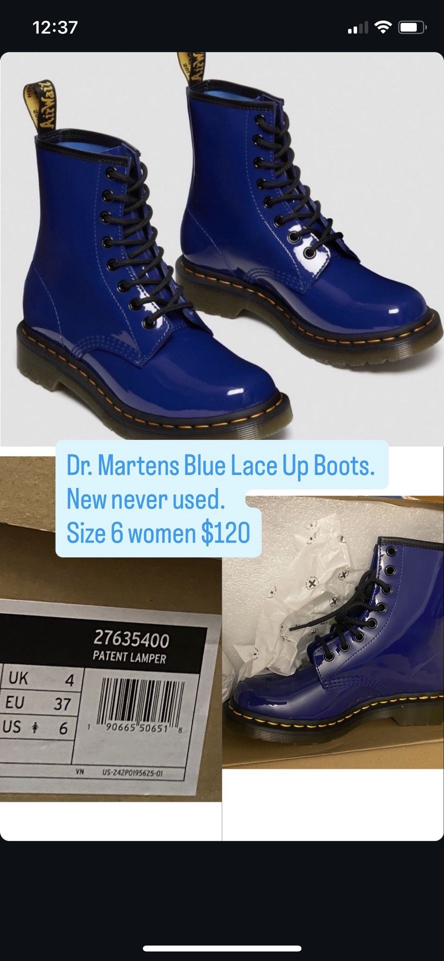 Dr Martens Lace Up Boots Blue