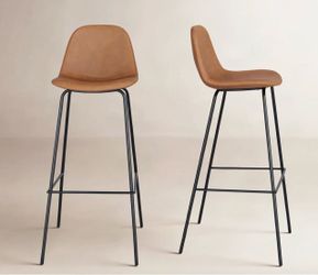 Saddle Tan Vegan Leather Bar Stools