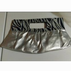 Silver and Black Zebra Print Clutch 