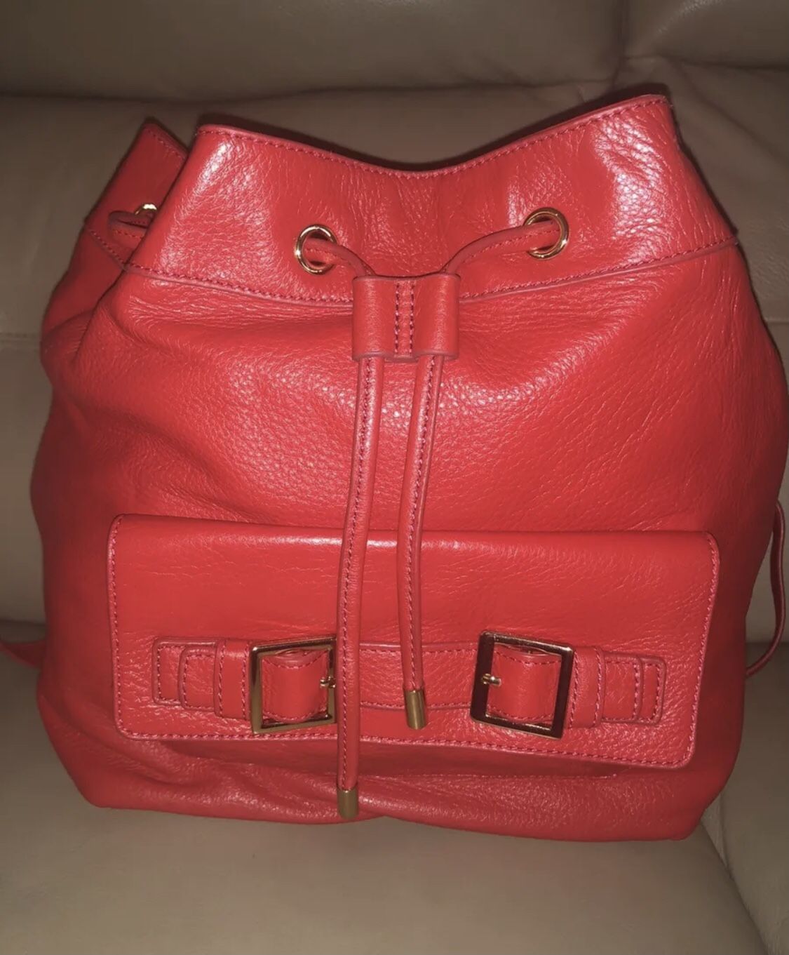 Juicy Couture Robertson Red Leather Large Backpack. $398. Store display