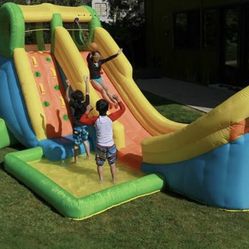 New In Box W/blower Splash into summer with the Inflatable Half Pipe water slide by Sportspwer! Kids can try to score a basketball shot as they slide 