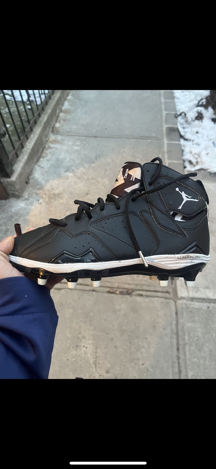 Jordan 7 Retro TD Black White 2014 Football Cleats