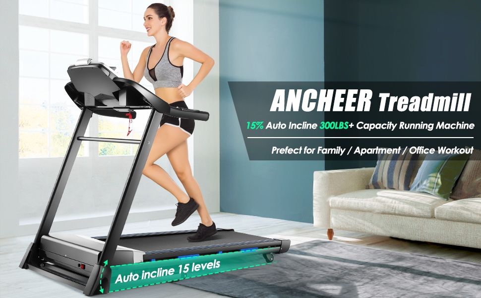 ANCHEER Treadmills, Folding Treadmill for Home with LCD Monitor