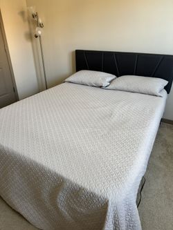 Like-New Casper Queen Mattress + Upholstered Bed Frame - $450 OBO