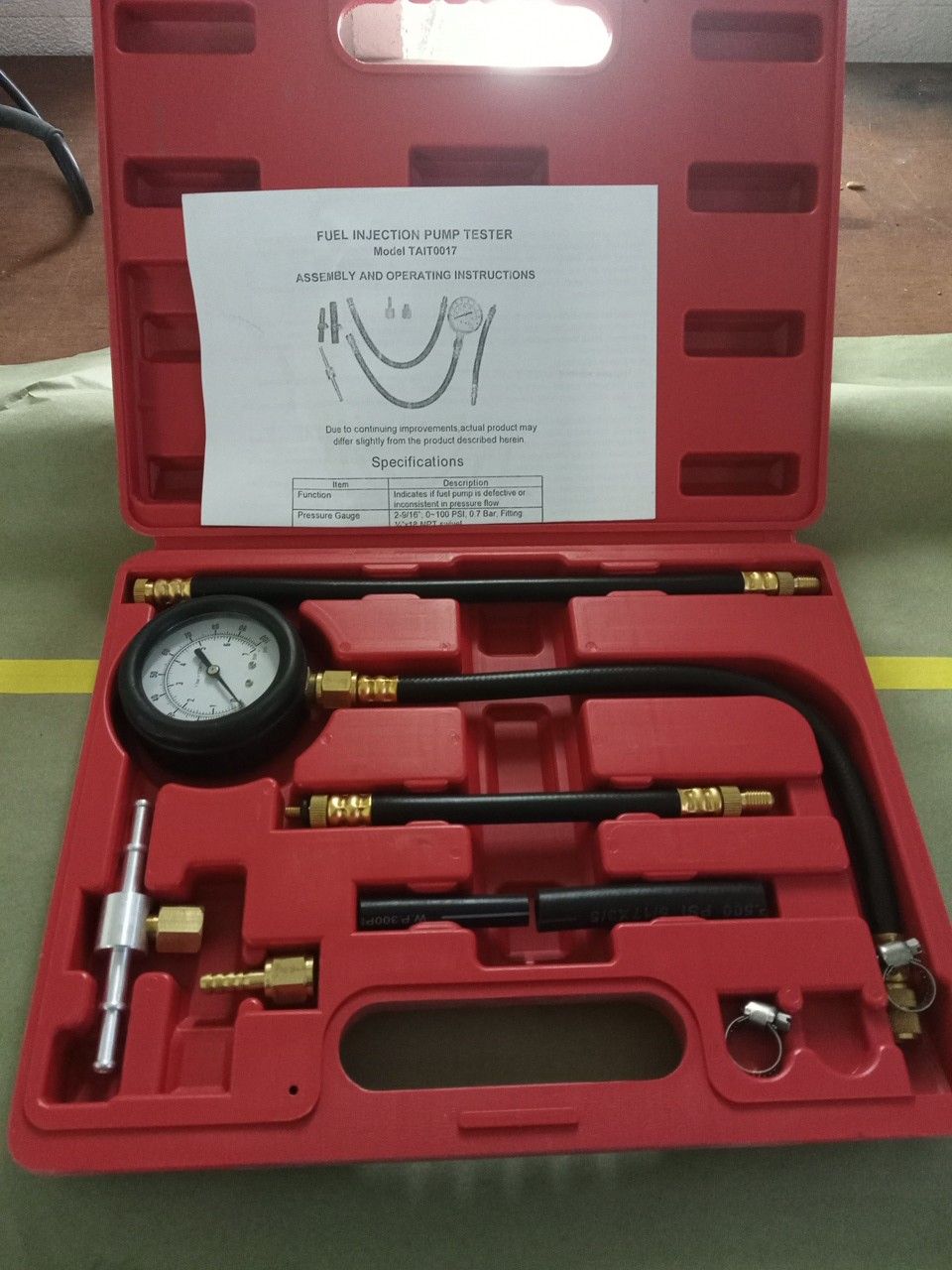 Fuel injection pump test kit