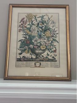 Vintage Robert Furber September Floral Print, Framed