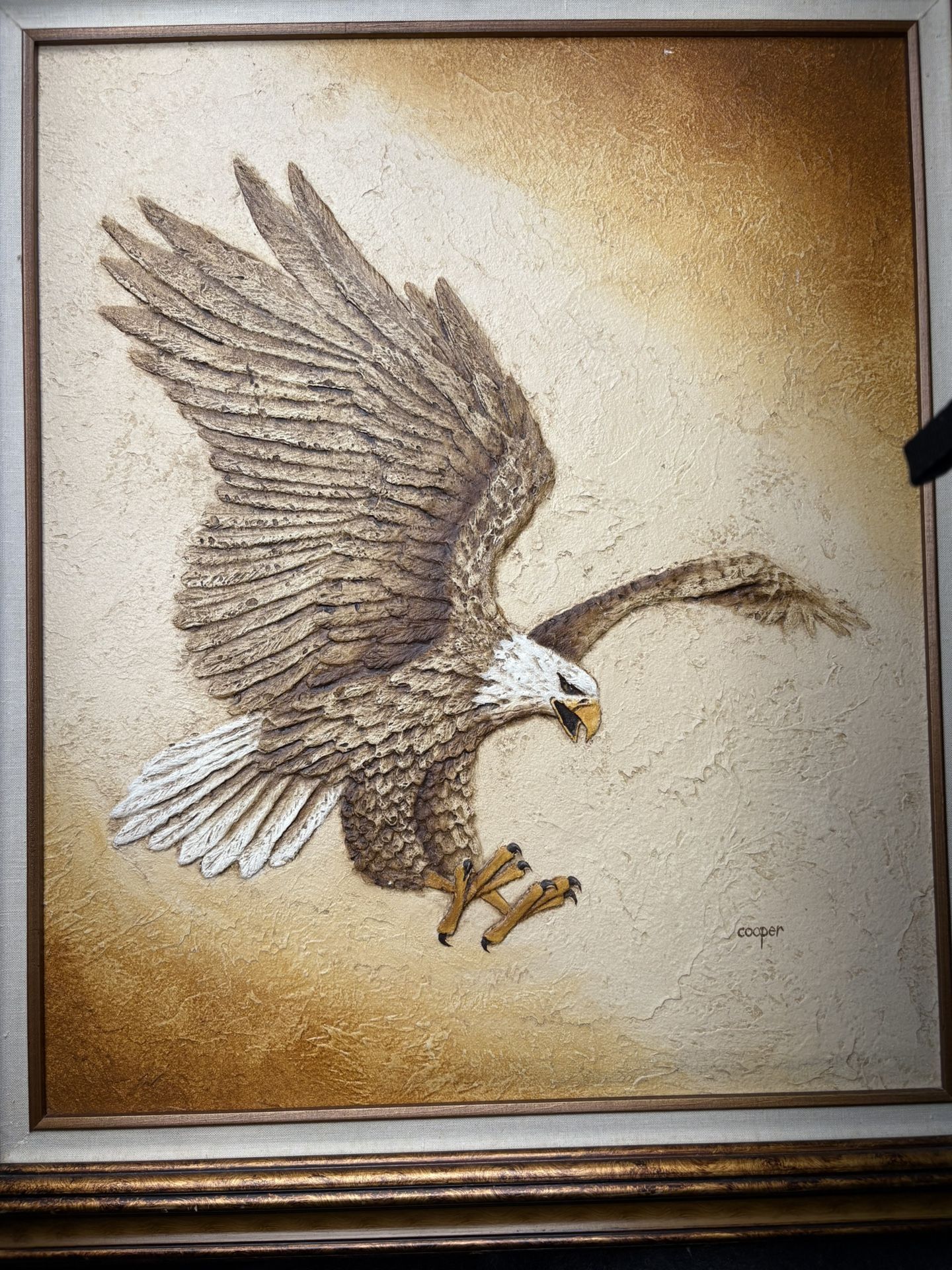 American Eagle Oil Painting Signed By Cooper