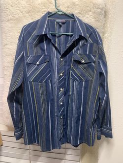 Men’s Renegade Navy/Blue Long Sleeve Button Down Shirt Size Large