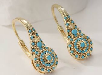 New beautiful gold and turquoise blue colored earrings - so gorgeous only $10 perfect for summer