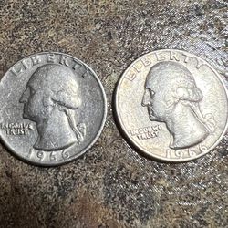  Both 1966 No Mint Mark Quarter 