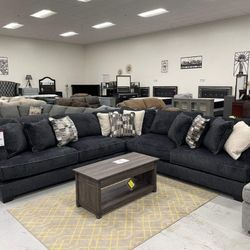 Brand New 🔥L Shape Charcoal Sectional/3x Resist Sagging 👍In Stock 💧$39 Down/TakeNowPayLater 