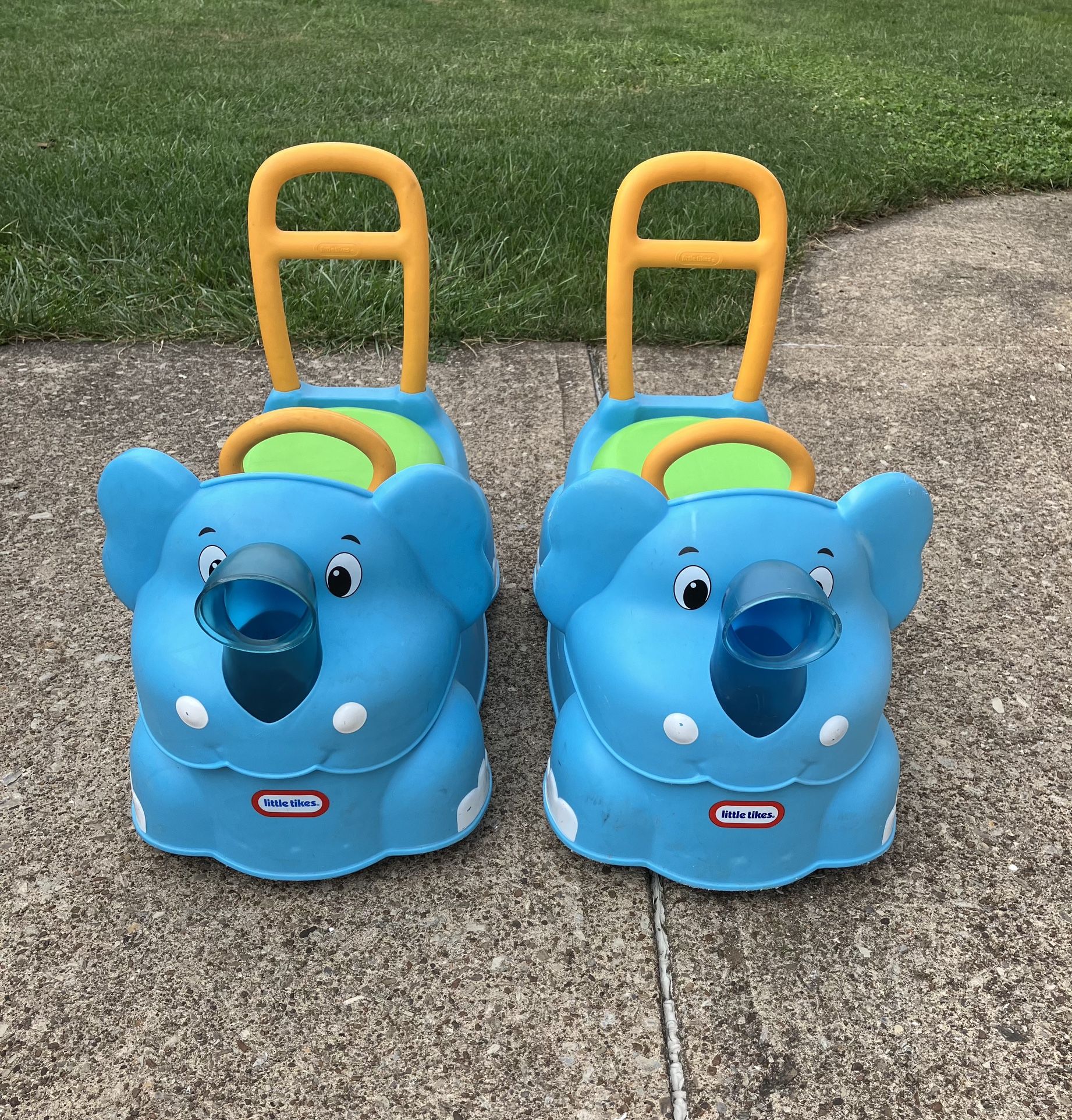 2x Elephant Little Tikes Scoot Around Animal MGA Entertainment Ride On Animals Push Pull Blue Tike Toy