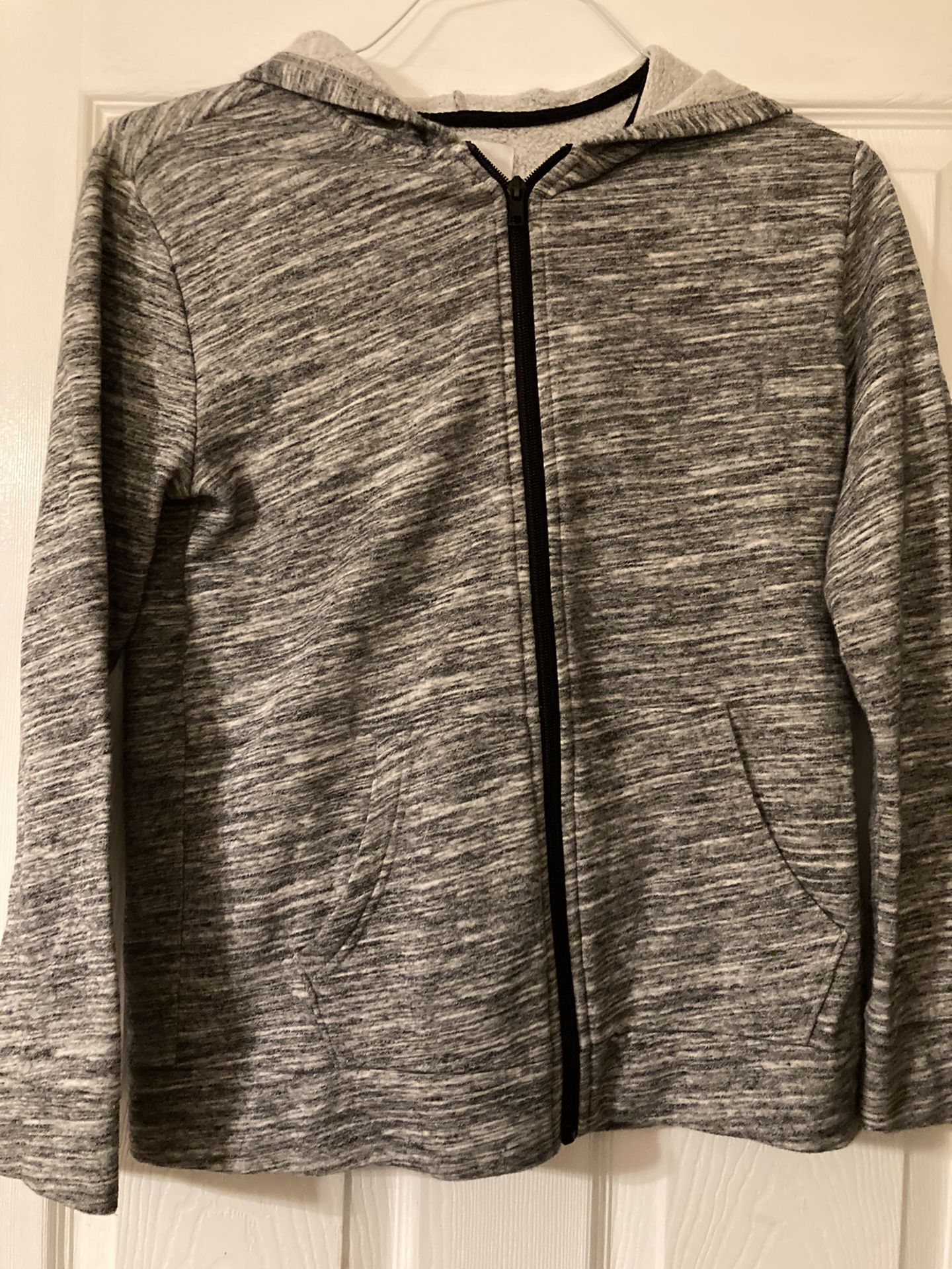 BOYS Size XL(14-16) Gray Zippered Hooded Sweatshirt Jacket