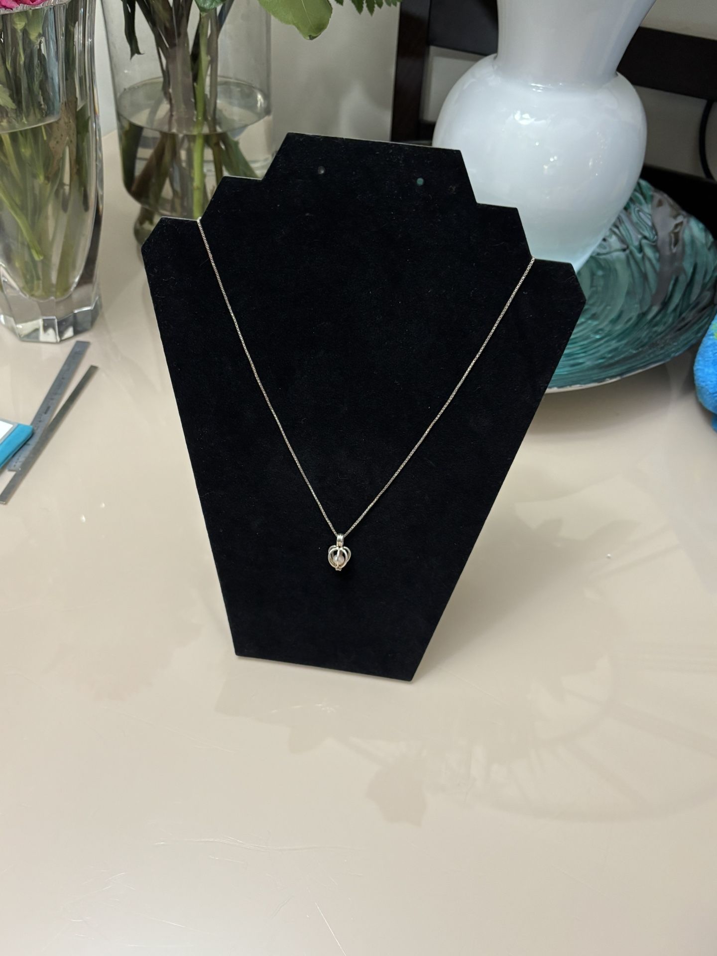 Vintage Sterling Silver Pearl Necklace