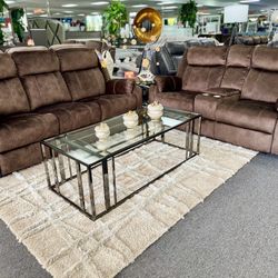 Overstock Sale🔥Gorgeous Chocolate Reclining Sofa+Love Seat On Clearance Now $999 Amazing Deal👍