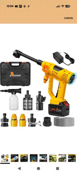 Cordless Car Washer, Portable Cleaning Tool with 6-in-1 Nozzle