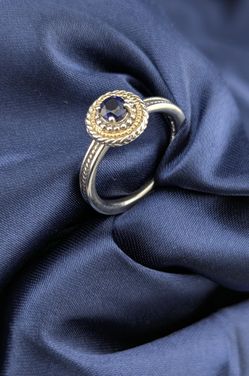 💍💎925 Sterling Silver and 14k Yellow Gold Sapphire Gemstone 💍