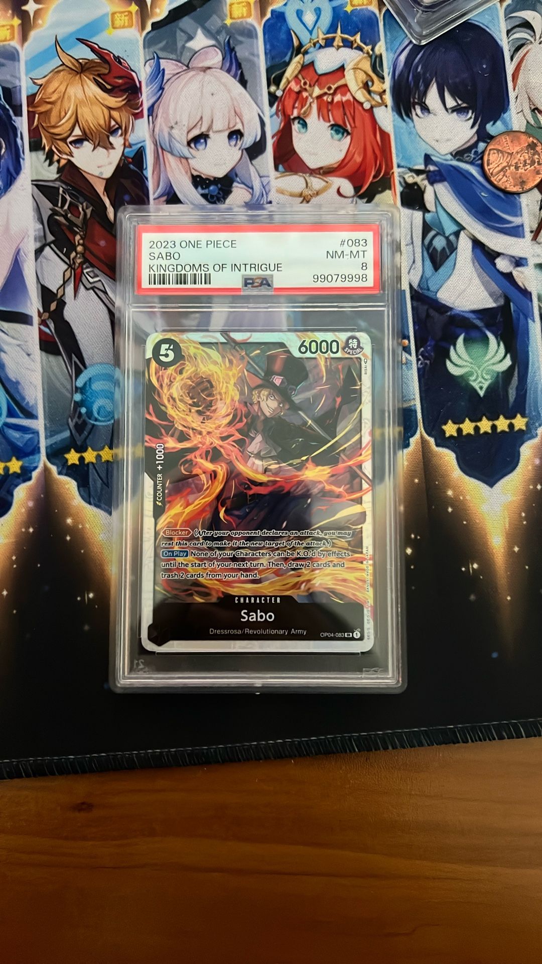 GRADED One Piece TCG Sabo SR OP04 PSA 8