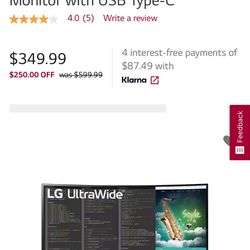 LG Ultrawide 35” Curved Monitor 
