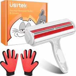 Usitek Grooming Care Pet Hair Remover Roller and Pet Grooming Gloves, Deshedding