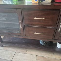 Dark Wood Entertainment Console Or Media Stand