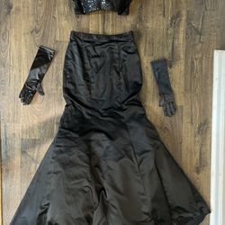 Black Gown with Gloves Halloween Costume Adult