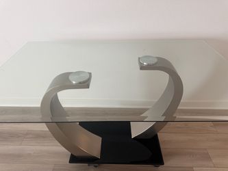 Glass Top Coffee Table with Metal Base