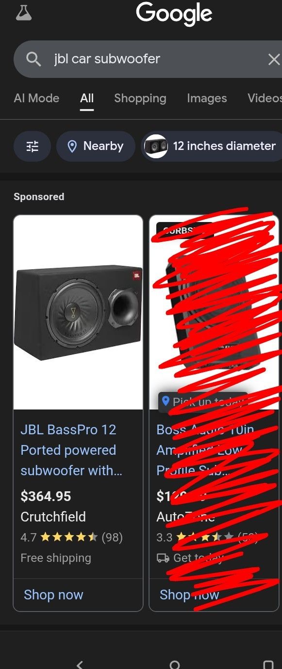 JBL 12" CAR SUBWOOFER