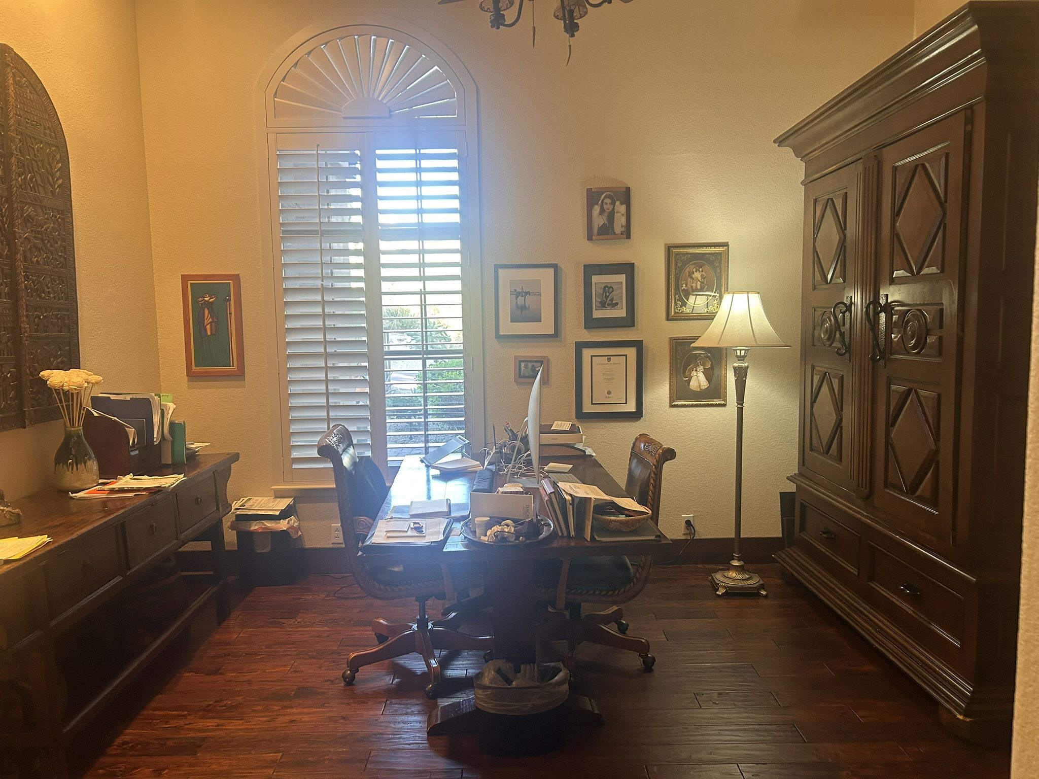 Desk, Credenza And Armoire For A Home Office