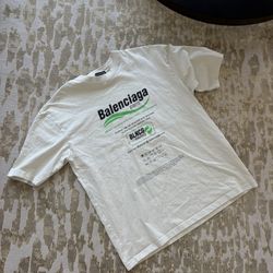 Balenciaga Dry Cleaning Boxy Logo Tee White Size Large