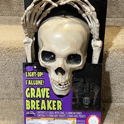 Fun World Halloween Skeleton-Peeper Breaker Grave w/ Lights Decoration NEW