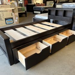 Twin Bookcase Frame And 3 Drawers 