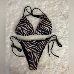 Zebra Print Bikinis Set Women’s Large