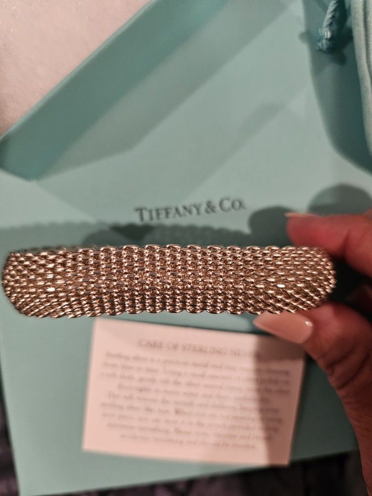 Tiffany & Co VINTAGE SOMERSET STERLING SILVER MESH BANGLE BRACELET