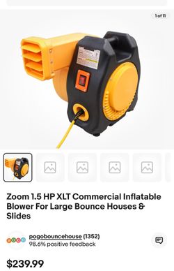 Zoom XLT 1 HP Air Pump Blower Fan For Commercial Inflatable Bounce House 115V