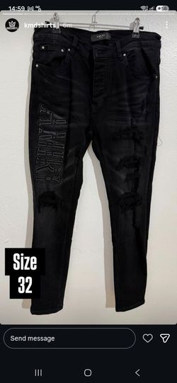 AMIRI BLACK DISTRESSED LOGO DENIM JEANS NEW COLLECTION