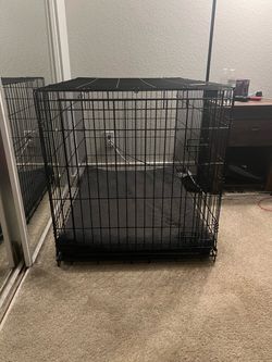 Large Black Wire Dog Crate with Tray