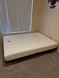Queen Mattress + Heavy-Duty Metal Bed Frame — Great Condition