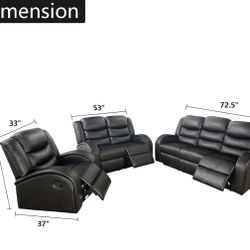 New  Reclining Couch 3-Pc Set — Sofa • Loveseat • Chair