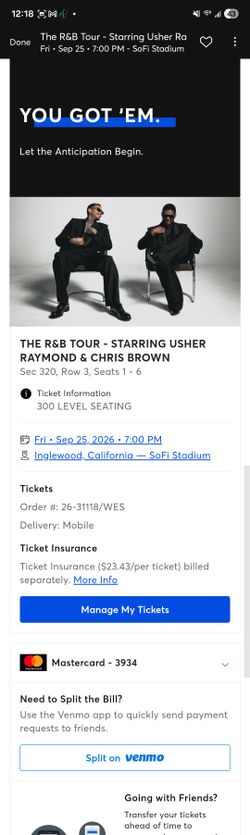 4 Tickets Usher And Chris Brown