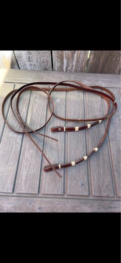 Brown Leather Split Reins with Rawhide Knots