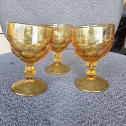 Amber Carnival Glass Cups