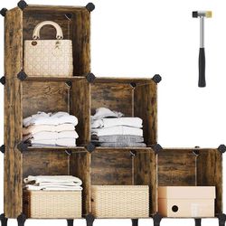 6 Cube Storage Organizer, DIY Closet Shelf, Plastic Clothes Organizer