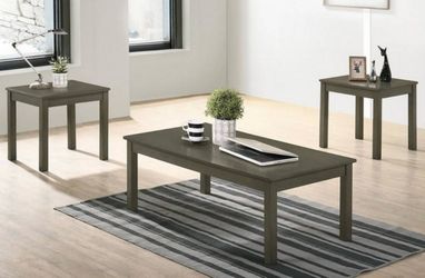 Brand new gray coffee table and 2 side tables