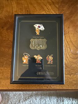 1988 Seoul Olympics Hodori Tiger Framed Pin Set Eden Arts Vintage NIB New In Box