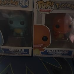 2 funko pops squirtle and charmander 